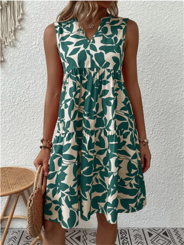 Allegra | Leaf Print Summer Dress