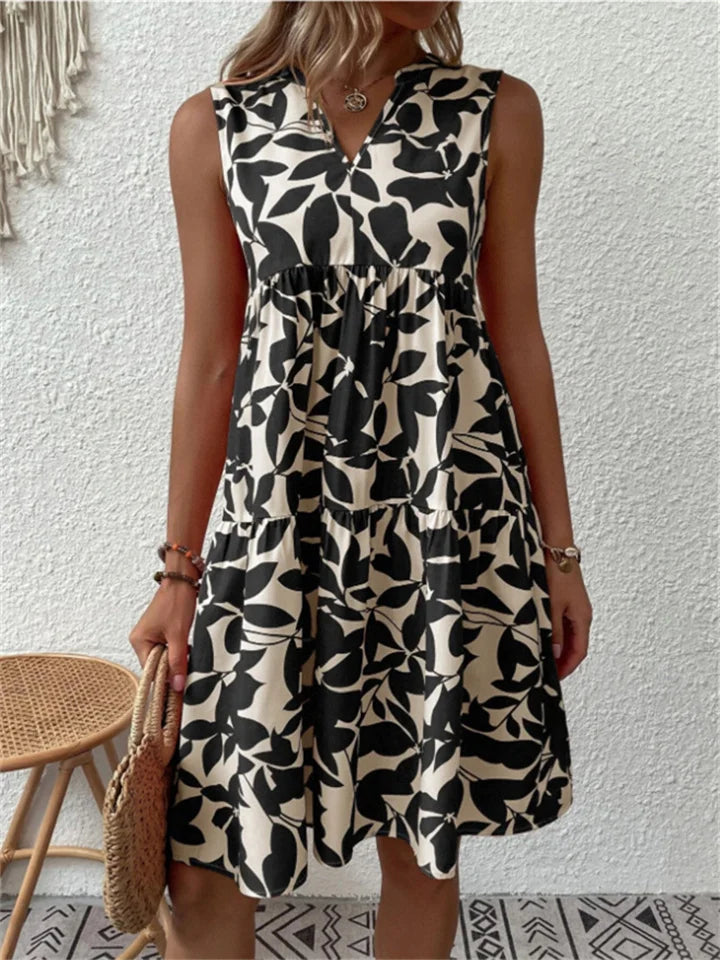 Allegra | Leaf Print Summer Dress