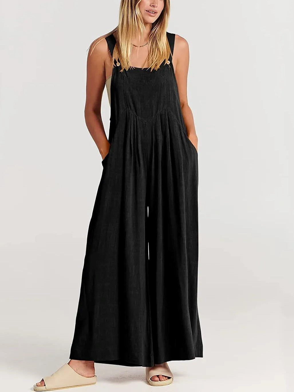 Wide Leg Overalls Jumpsuit