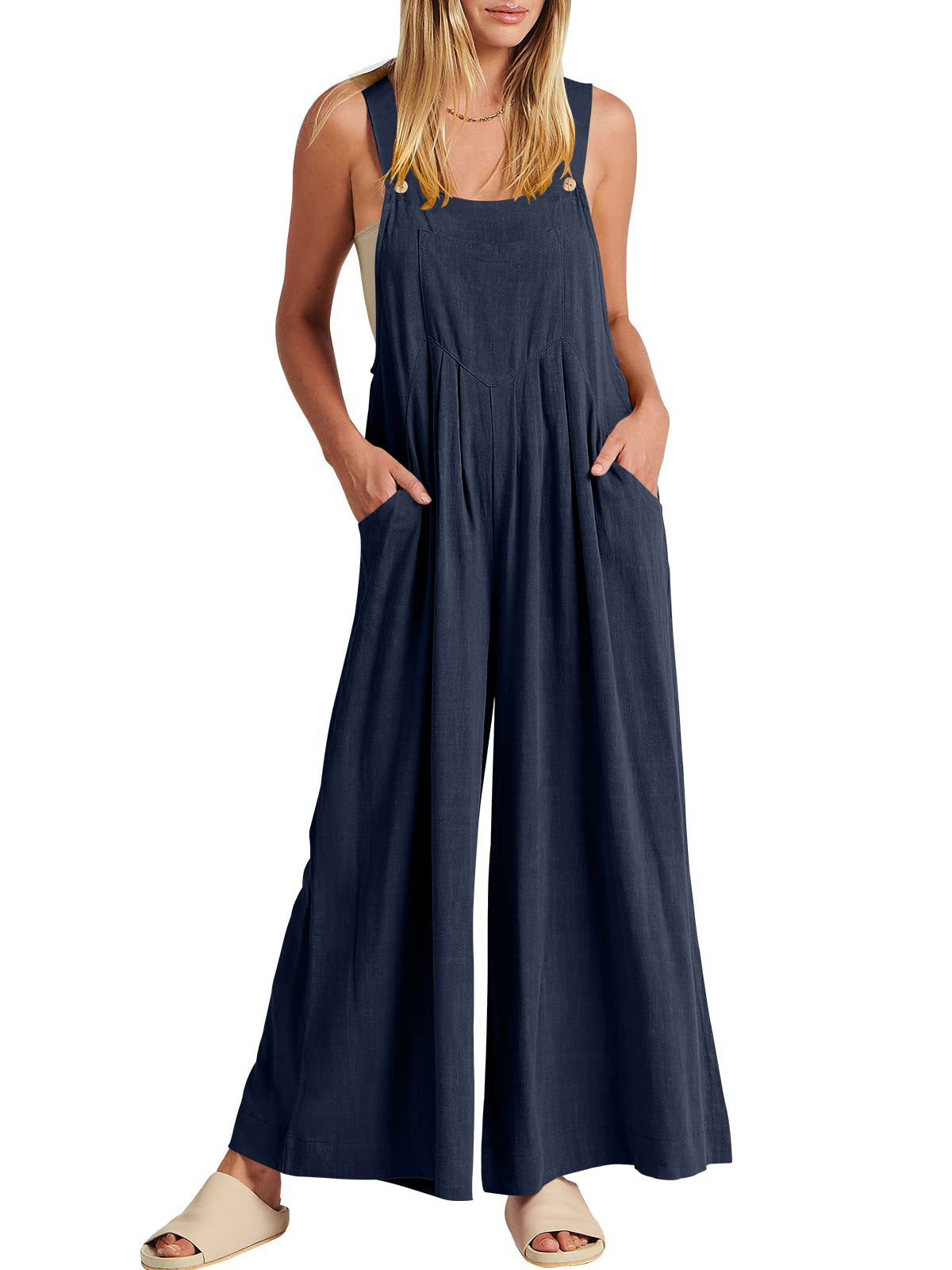 Wide Leg Overalls Jumpsuit