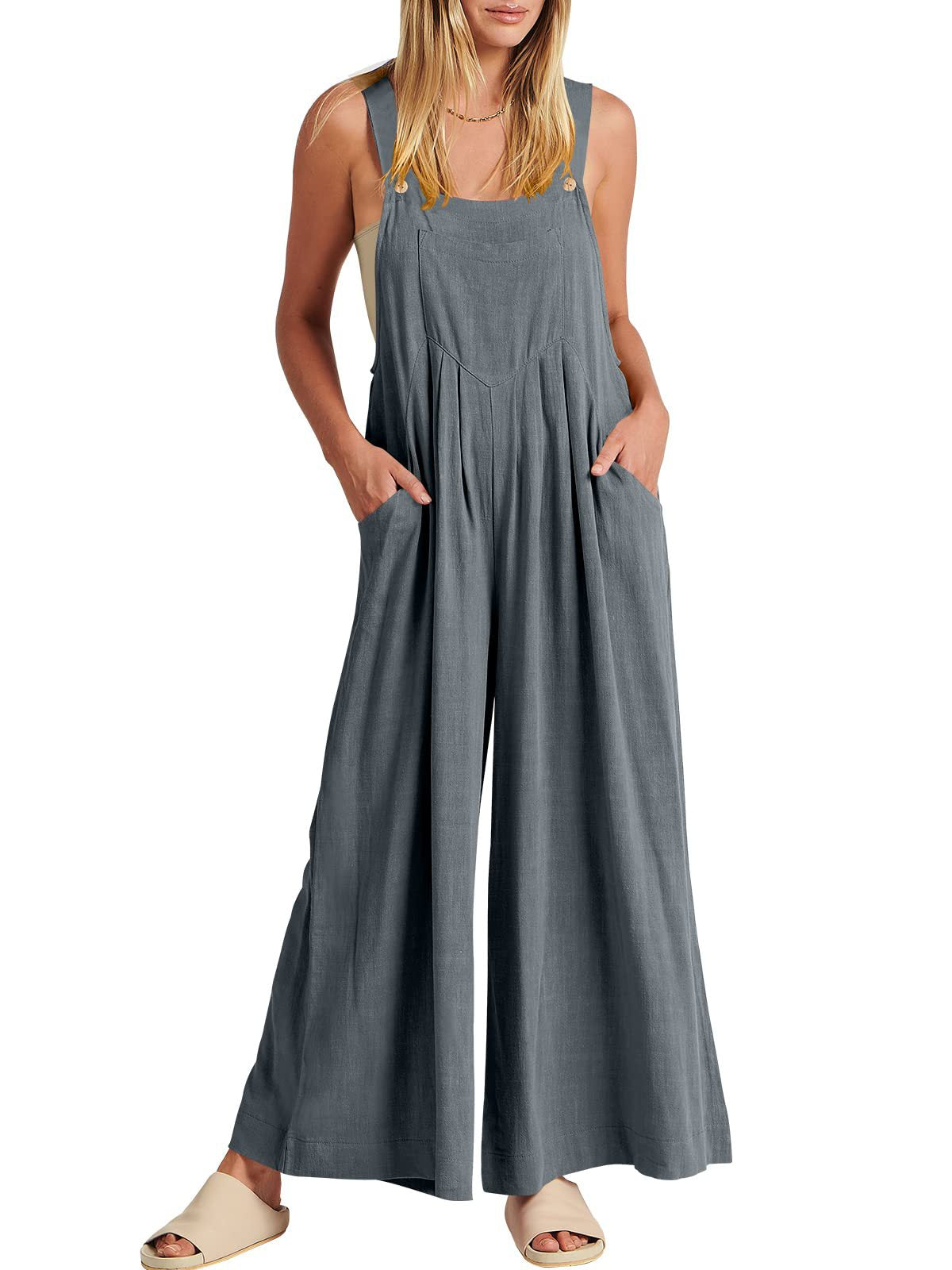Wide Leg Overalls Jumpsuit