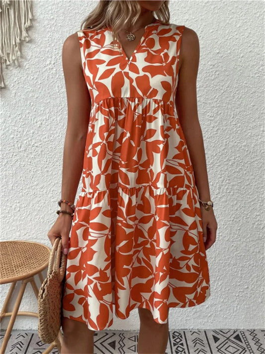 Allegra | Leaf Print Summer Dress